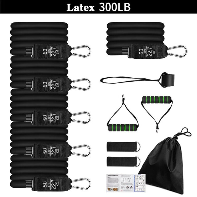 11Pcs/Set Latex Tube Resistance Bands Exercise Door Fitness Pull Rope Elastic Gym Expander Muscle Strength Training Equipment
