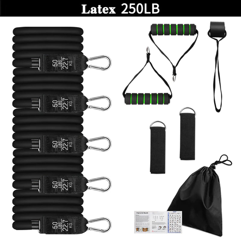 11Pcs/Set Latex Tube Resistance Bands Exercise Door Fitness Pull Rope Elastic Gym Expander Muscle Strength Training Equipment