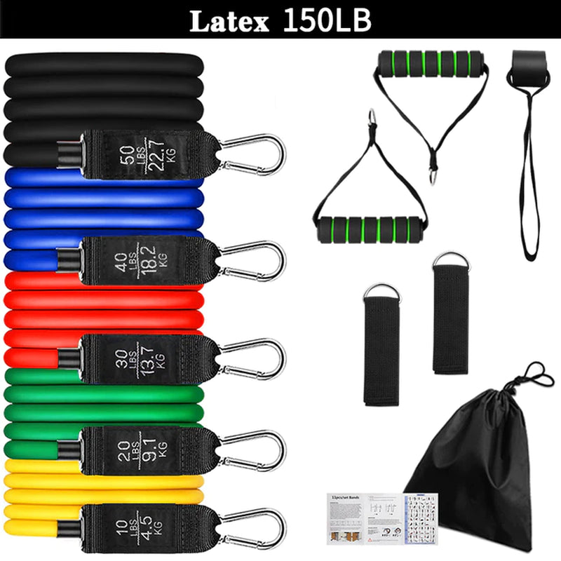 11Pcs/Set Latex Tube Resistance Bands Exercise Door Fitness Pull Rope Elastic Gym Expander Muscle Strength Training Equipment