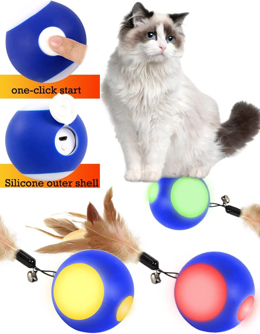 Pet Toys Ball for Cat/Ferret/Weasel Toys Ball Rechargeable Active Rolling Busy Ball Interactive Wicked Ball with RGB Light Pet Companion Gift to Entertain & Keep Healthy