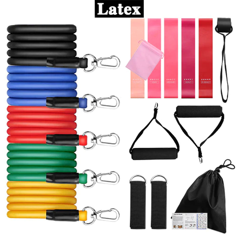 11Pcs/Set Latex Tube Resistance Bands Exercise Door Fitness Pull Rope Elastic Gym Expander Muscle Strength Training Equipment
