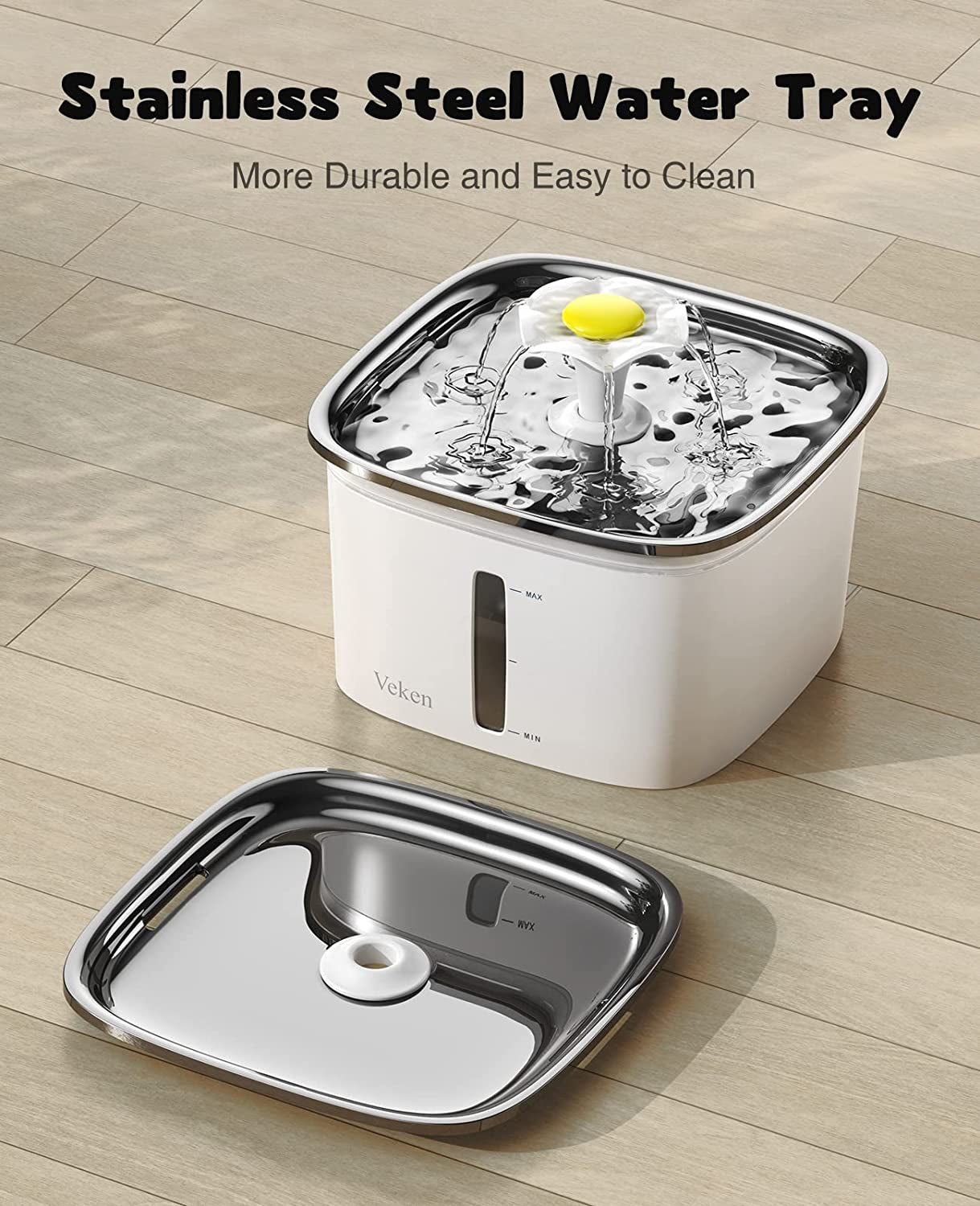 95Oz/2.8L Stainless Steel Pet Fountain, Automatic Cat Water Fountain Dog Water Dispenser with Smart Pump for Cats, Dogs, Multiple Pets (Silver, Stainless Steel)
