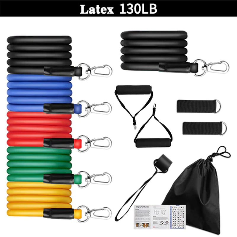 11Pcs/Set Latex Tube Resistance Bands Exercise Door Fitness Pull Rope Elastic Gym Expander Muscle Strength Training Equipment