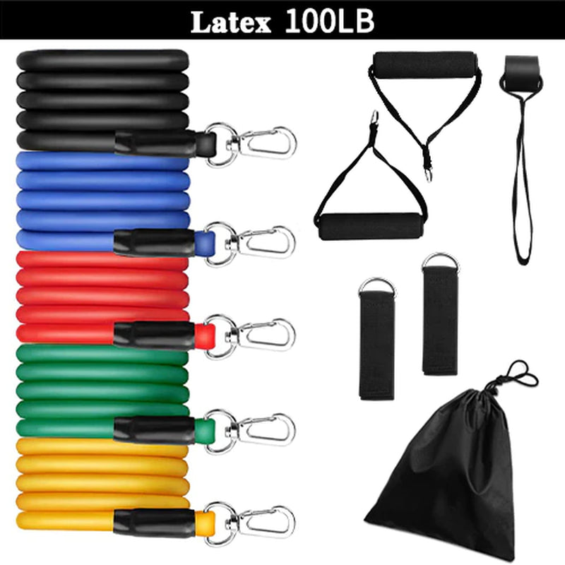 11Pcs/Set Latex Tube Resistance Bands Exercise Door Fitness Pull Rope Elastic Gym Expander Muscle Strength Training Equipment