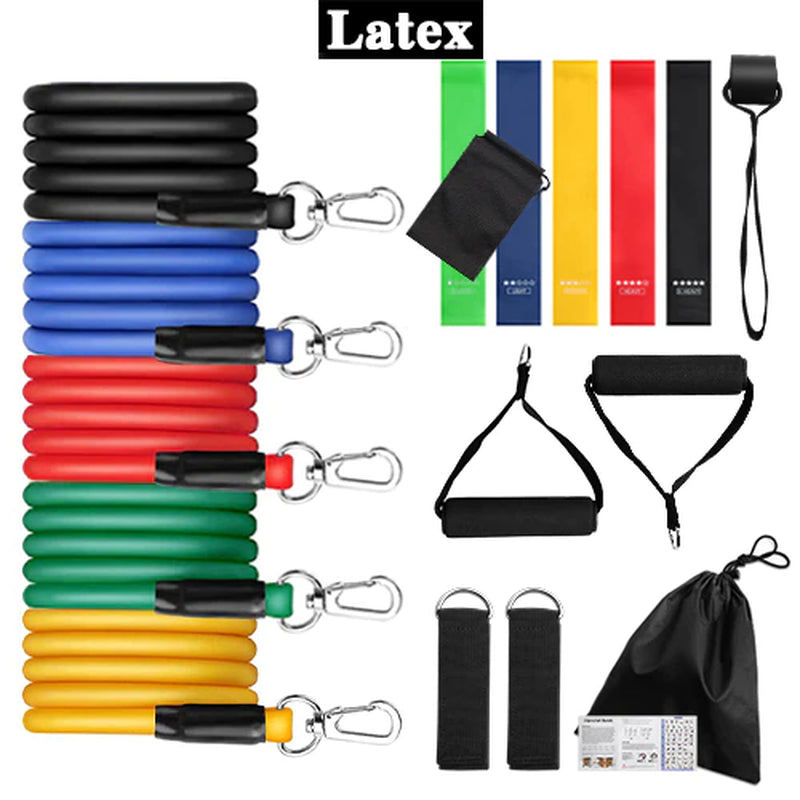 11Pcs/Set Latex Tube Resistance Bands Exercise Door Fitness Pull Rope Elastic Gym Expander Muscle Strength Training Equipment