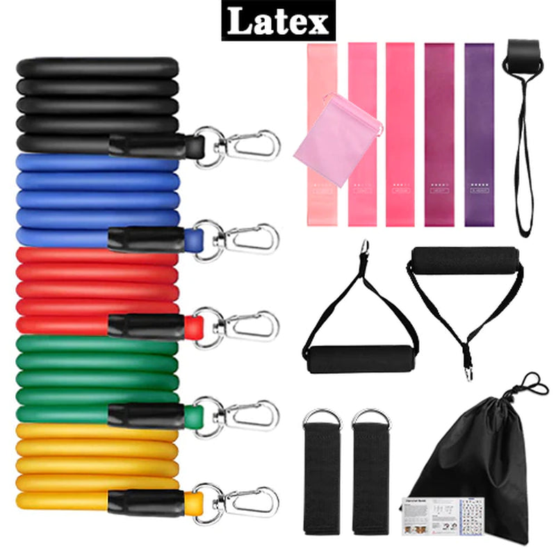 11Pcs/Set Latex Tube Resistance Bands Exercise Door Fitness Pull Rope Elastic Gym Expander Muscle Strength Training Equipment