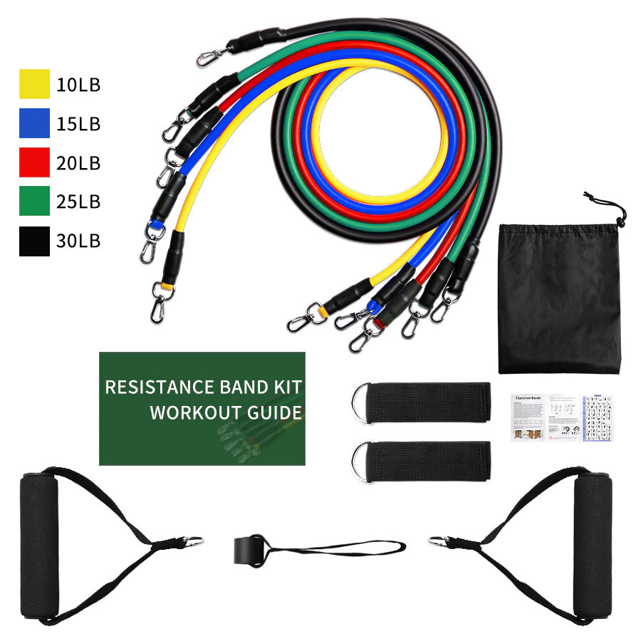 11Pcs/Set Latex Tube Resistance Bands Exercise Door Fitness Pull Rope Elastic Gym Expander Muscle Strength Training Equipment