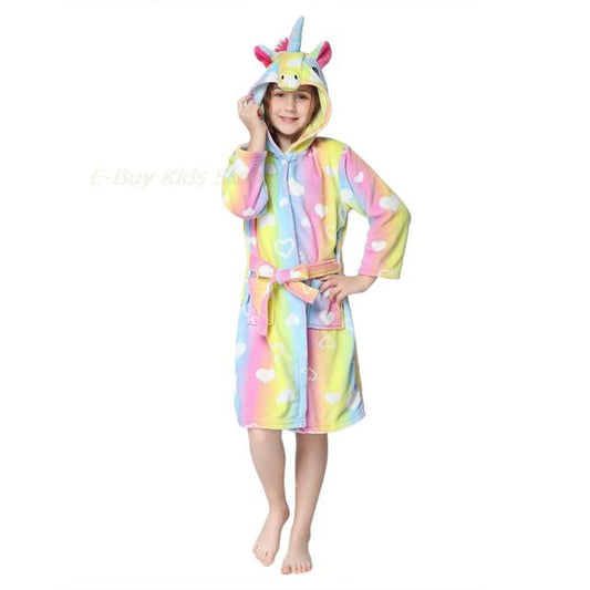 Macaron Color Bathrobes for Baby Kids Girls Unicorn Kigurumi Pyjama Children Night Gowns Pajama Robe for Boys Toddlers Sleepwear