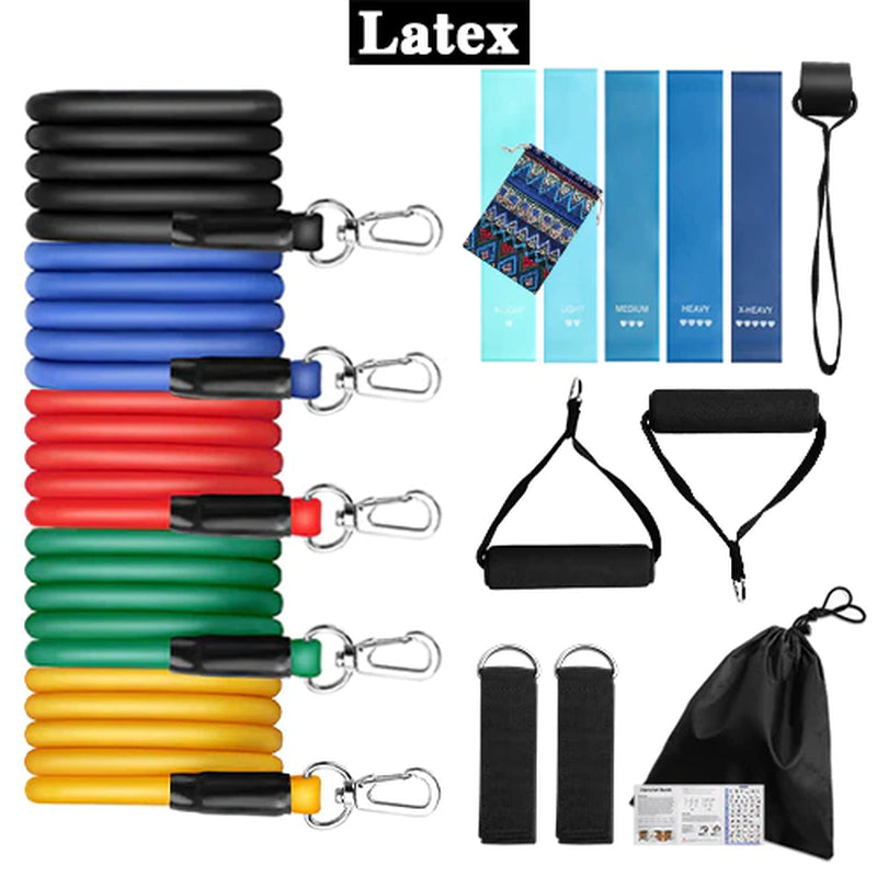 11Pcs/Set Latex Tube Resistance Bands Exercise Door Fitness Pull Rope Elastic Gym Expander Muscle Strength Training Equipment