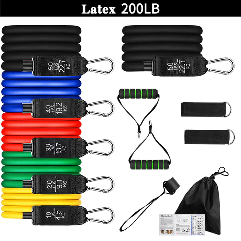 11Pcs/Set Latex Tube Resistance Bands Exercise Door Fitness Pull Rope Elastic Gym Expander Muscle Strength Training Equipment