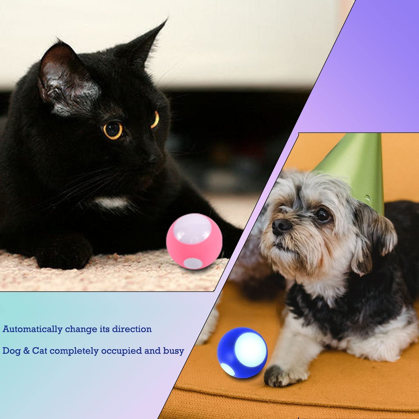 Pet Toys Ball for Cat/Ferret/Weasel Toys Ball Rechargeable Active Rolling Busy Ball Interactive Wicked Ball with RGB Light Pet Companion Gift to Entertain & Keep Healthy