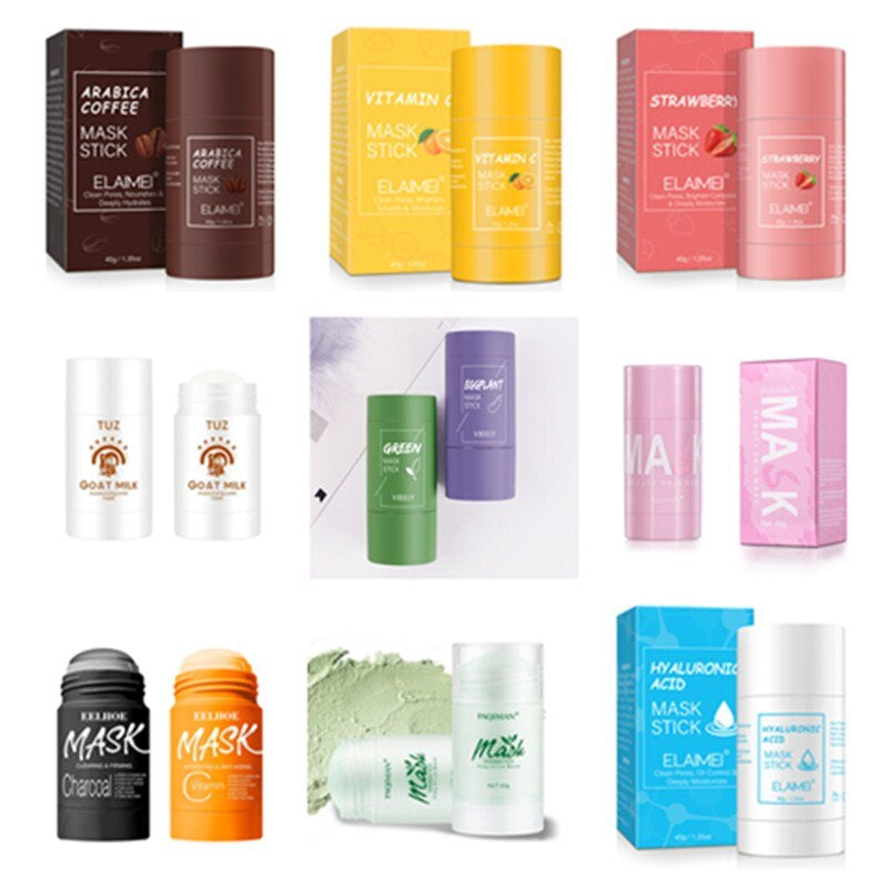 VIBELY Green Tea Mask Stick Mask Deep Cleansing Facial Mask Oil Control Mmoisturizing Remove Black Head Face Skin Care TSLM2